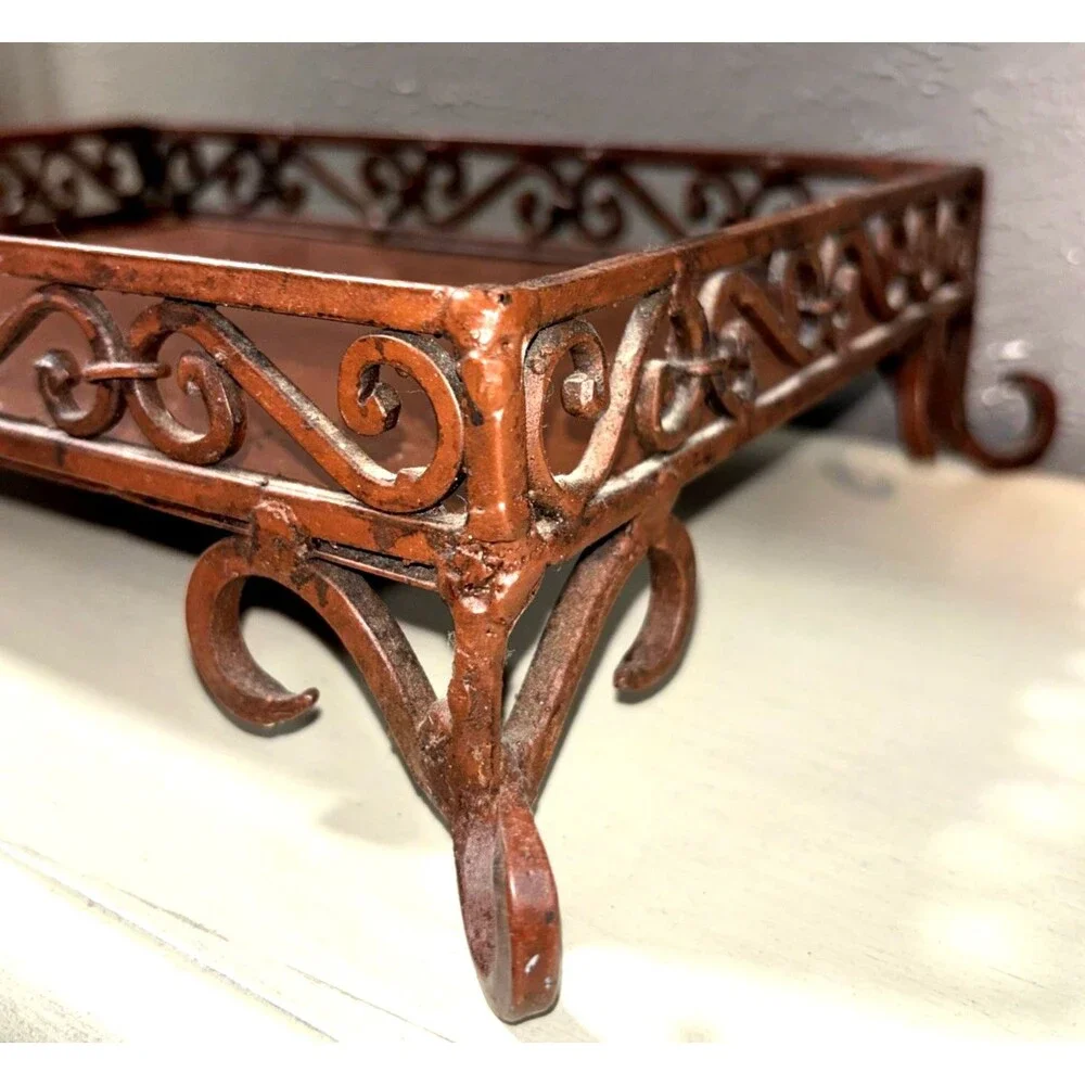 Etiq Brand Metal Decorative Display Case with Ornate Scrollwork